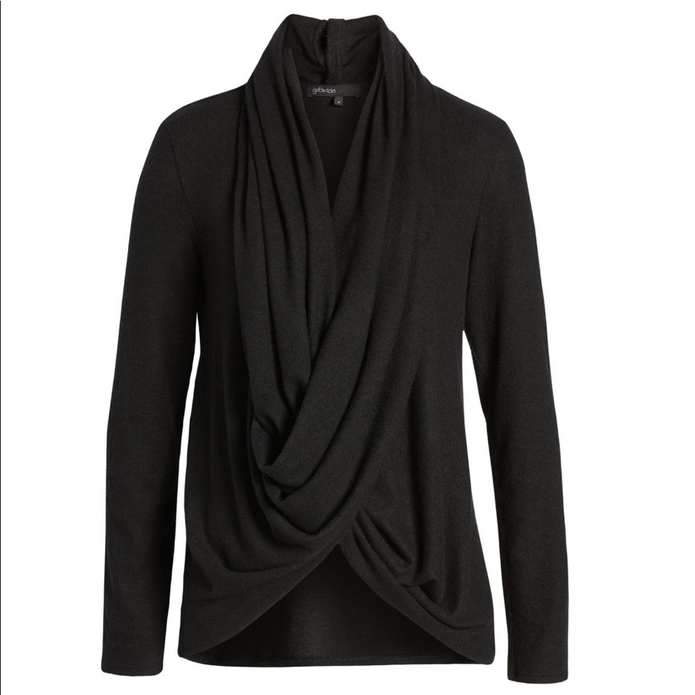 Gibson cozy convertible wrap cardigan (black)